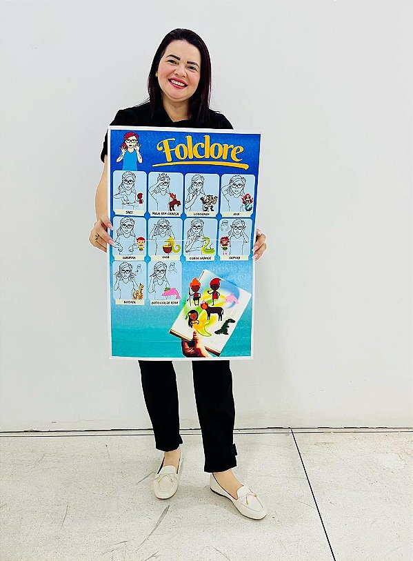 CARTAZ AMPLIADO PERSONAGENS DO FOLCLORE BRASILEIRO EM LIBRAS