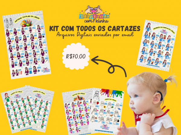 kit com Cartazes Ampliados 5 temas em LIBRAS