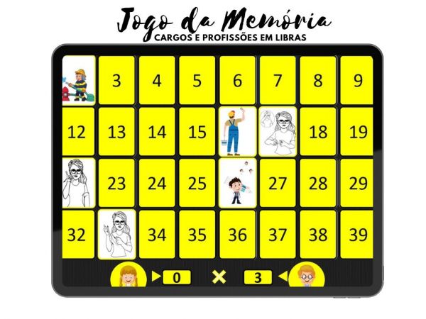 GAME: Jogo da Memória Cargos e Profissões em Libras - com PROGRAMAÇÃO