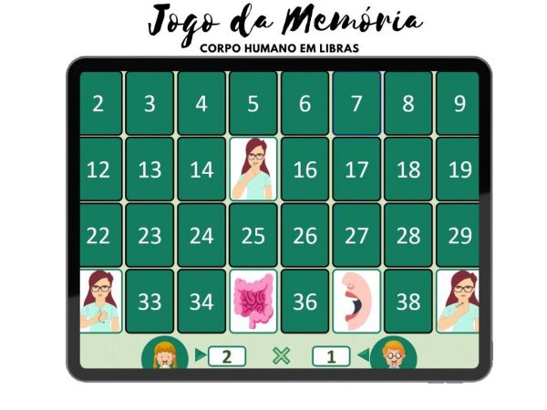 GAME: Jogo da Memória Corpo Humano em Libras - com PROGRAMAÇÃO