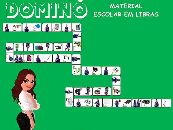 Dominó do Material Escolar em Libras