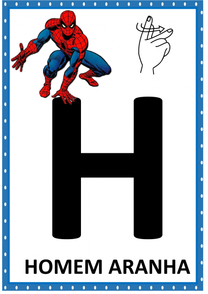 Placas com Alfabeto Manual ILustrados/ Personagens Infantis