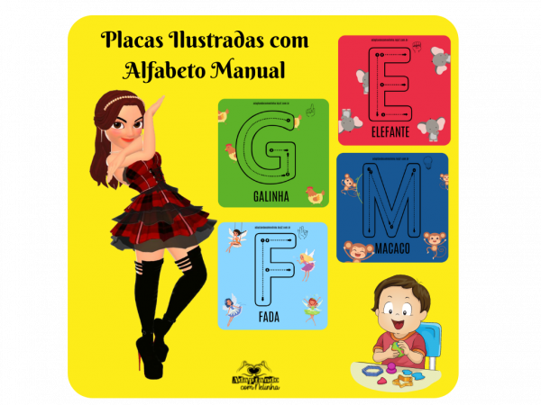 Placas Ilustradas com o Alfabeto Manual