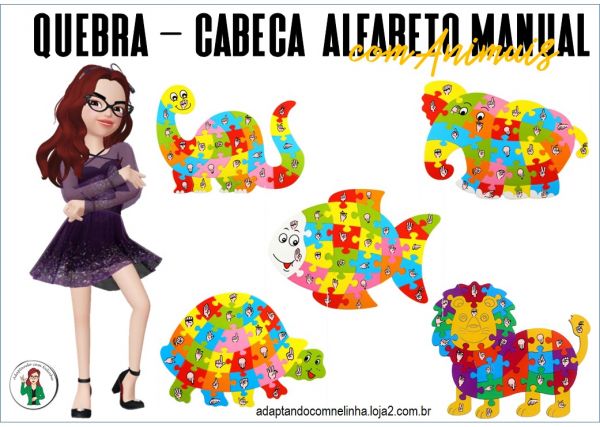 QUEBRA-CABEÇA ALFABETO MANUAL - ANIMAIS