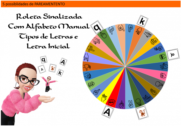 ROLETA DE PAREAMENTO DOS 4 TIPOS DE LETRA COM ALFABETO MANUAL