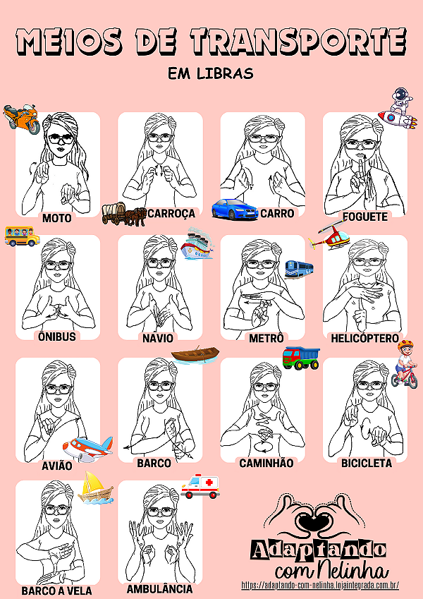 CARTAZES AMPLIADO Meios de Transporte  EM LIBRAS