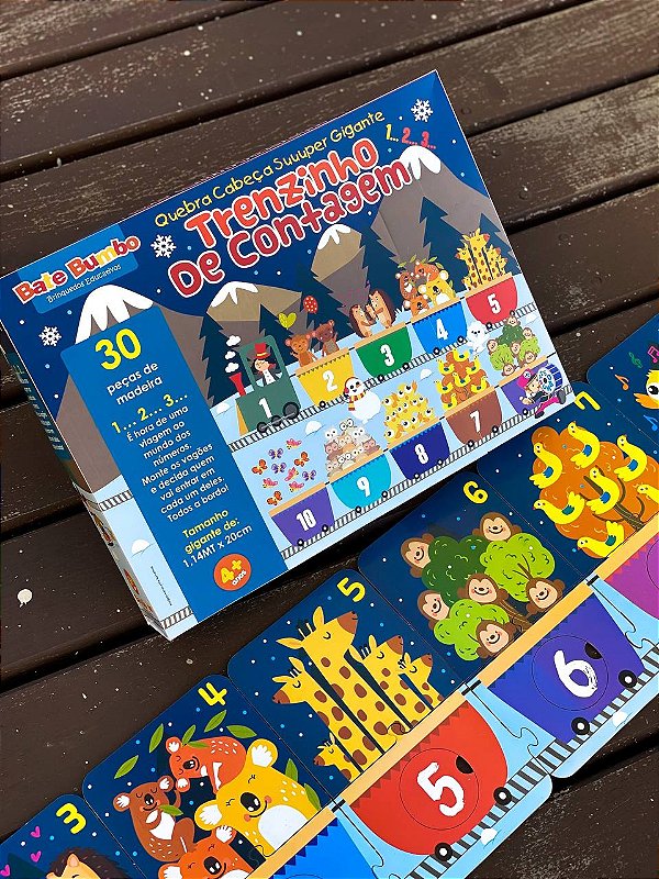 Quebra Cabeça Trem de contagem Números com quantidades em MDF