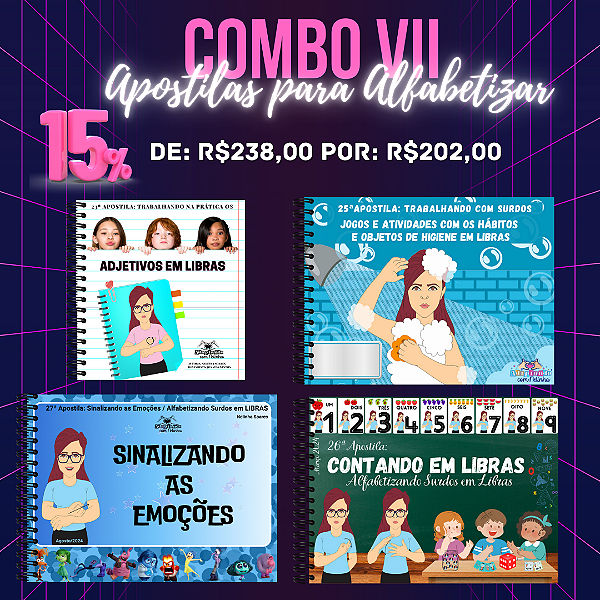 COMBO VII - 4 APOSTILAS COM  -15% DESCONTO