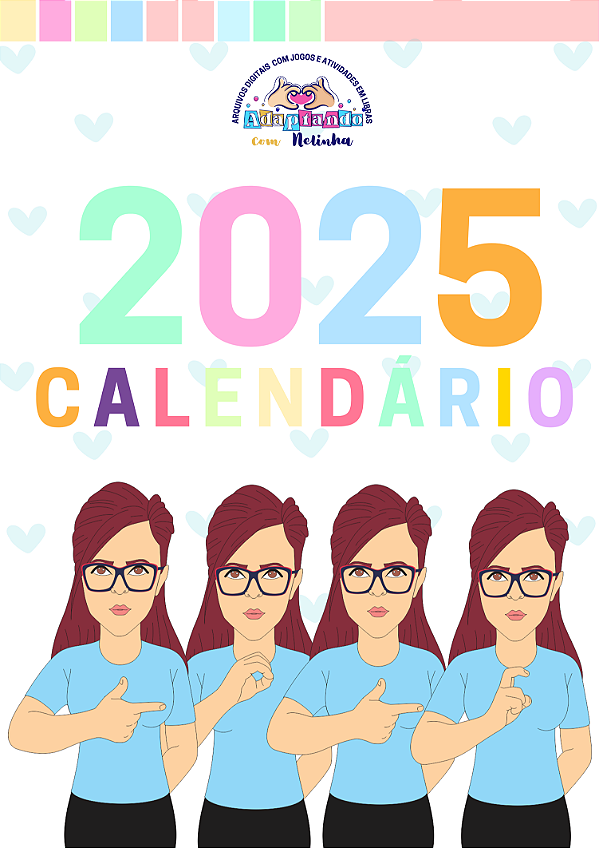Calendário dos meses do ano 2025 em LIBRAS