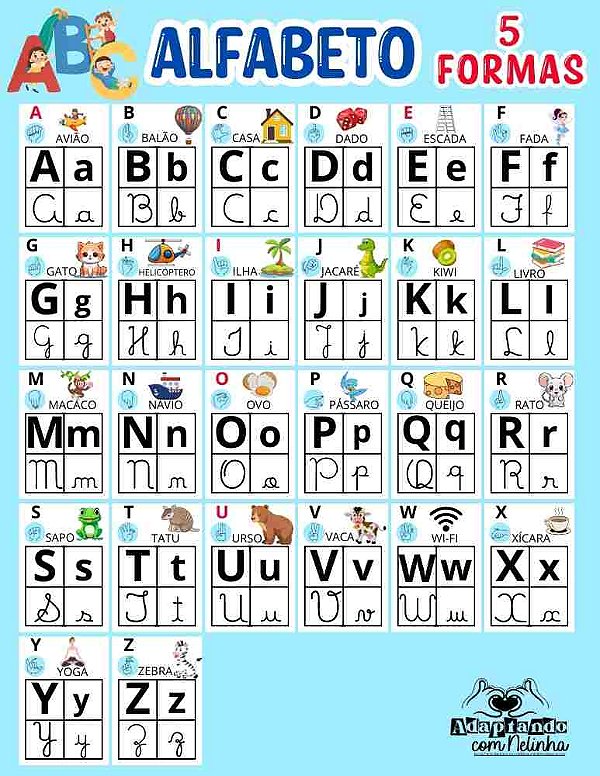 Cartazes Alfabeto com  5 formas