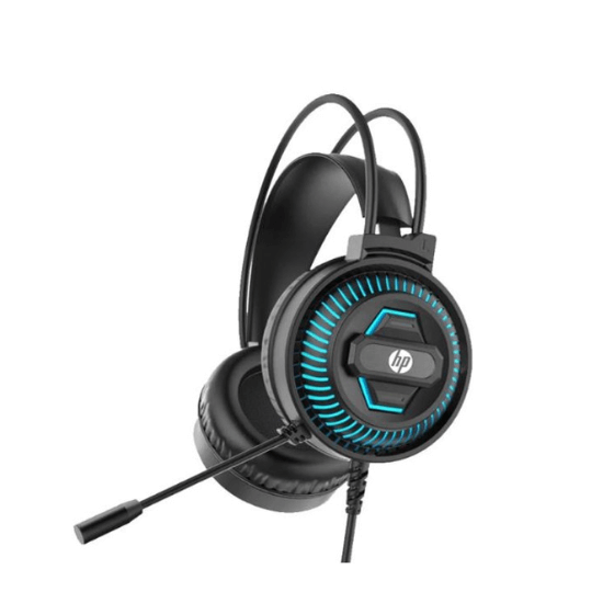 Headset Gamer HP - USB/P2 C/Led Azul  DHE-8001 Preto