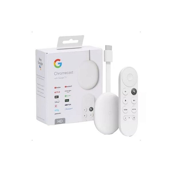 Google Tv Chromecast 4, Streaming Transforma Tv em Smart, 4k com Comando de Voz