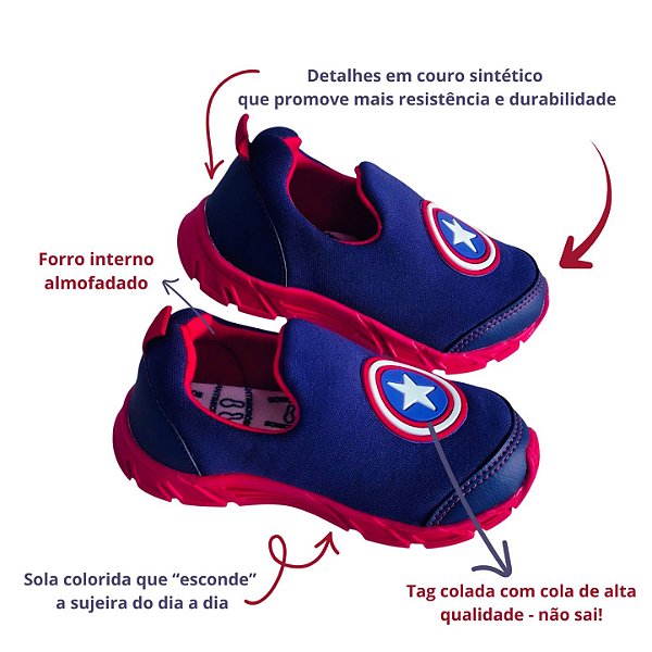 Tênis Sem cadarço - Calce fácil - Capitão América