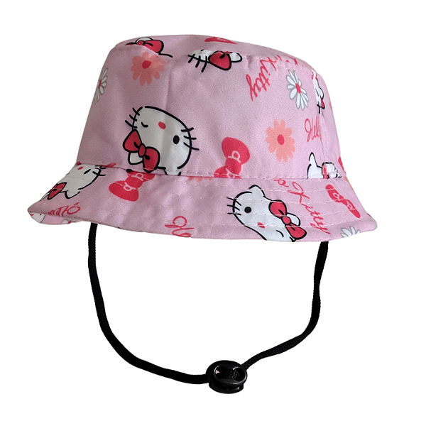 Chapéu Infantil bucket  rosa estampado Hello Kitty