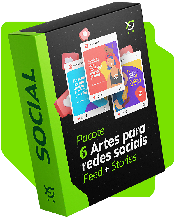 Pacote de 6 artes para redes sociais: Feed + Stories
