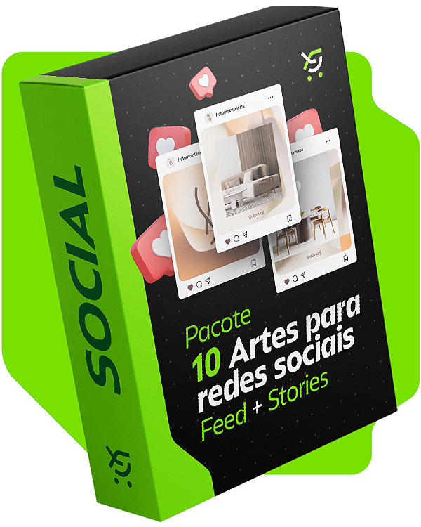 Pacote de 10 artes para redes sociais: Feed + Stories