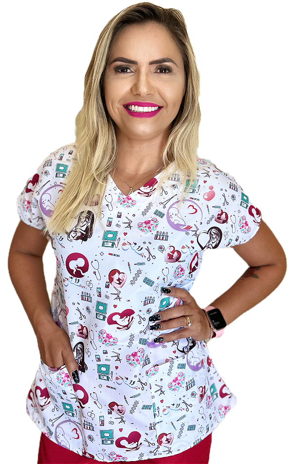 Blusa - Uniforme Estampado - Scrub Slim - Obstetrícia