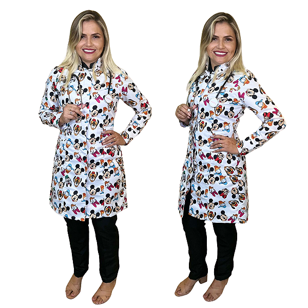 Jaleco Gabardine Pediatria Enfermagem - Turma do Mickey