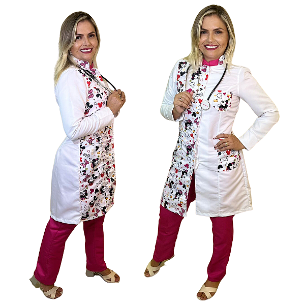 Jaleco Gabardine Pediatria Enfermagem Personagem infantil
