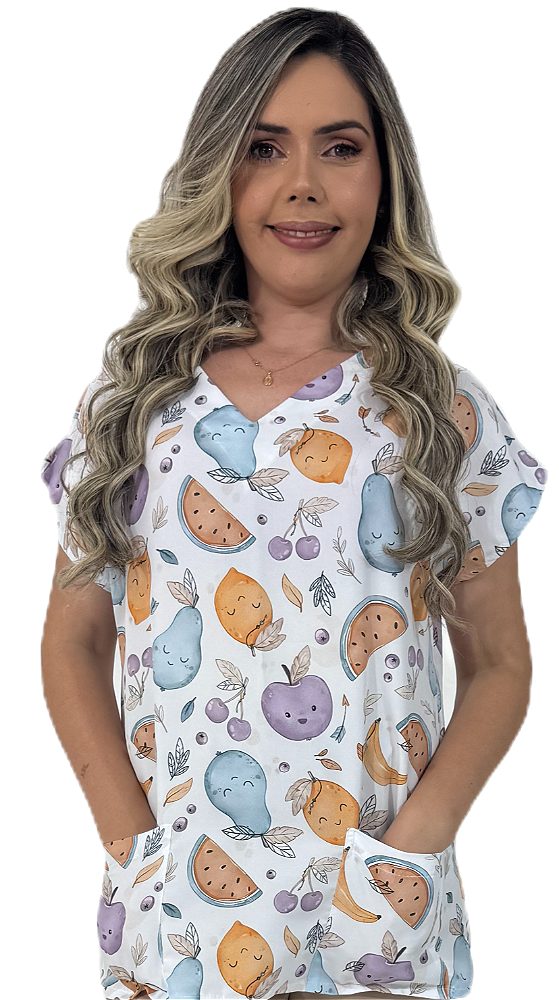 Blusa Pijama Cirúrgico Hospitalar Estampado Scrub - Nutrição