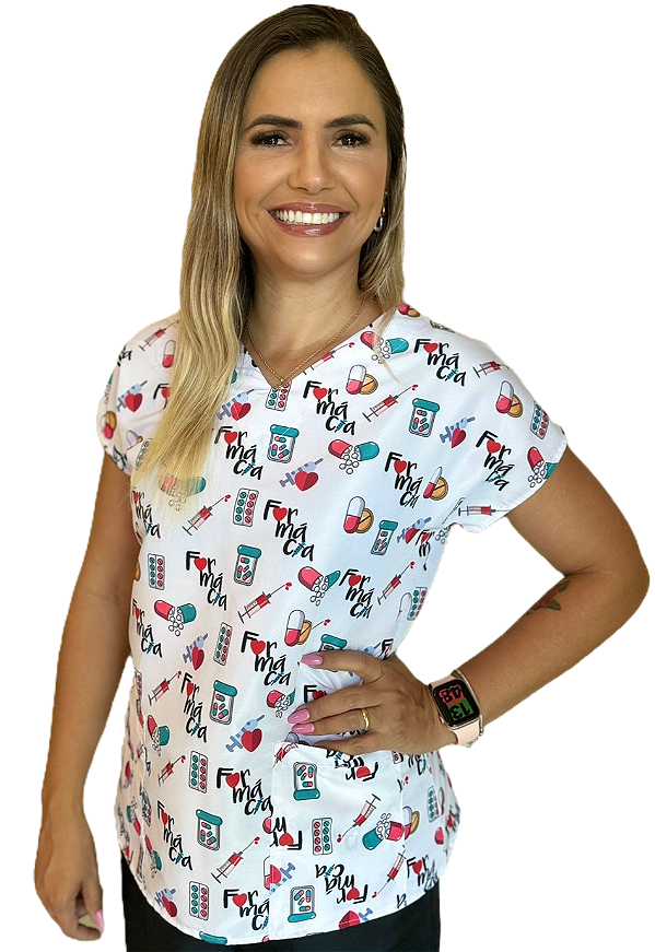 Blusa - Uniforme Estampado - Scrub Slim - Farmácia