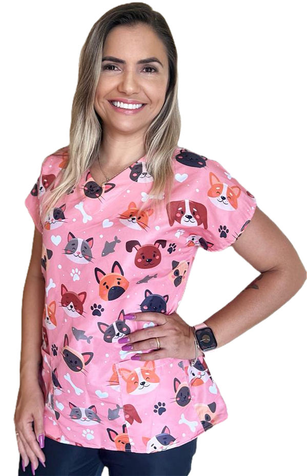 Blusa - Pijama Cirúrgico Scrub Veterinário - Gato - Cachorro