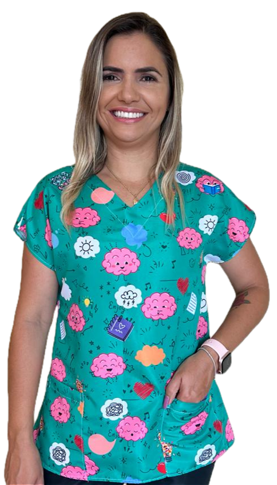 Blusa - Pijama Cirúrgico Estampado - Scrub - Psicologia