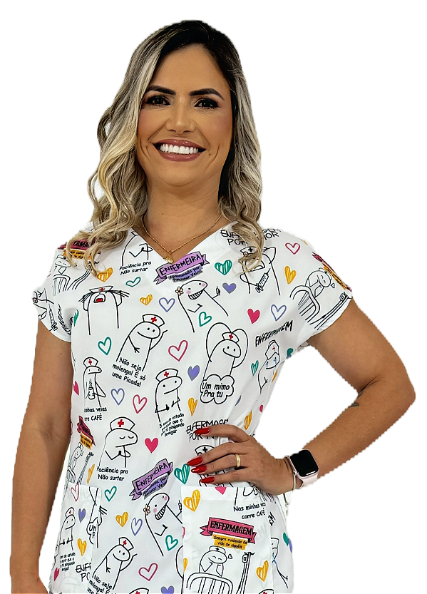 Blusa Pijama Cirúrgico Estampado - Scrub Enfermagem - Flork