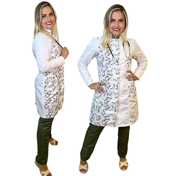 Jaleco Feminino Slim Gabardine Odontologia Pediatra Dentista