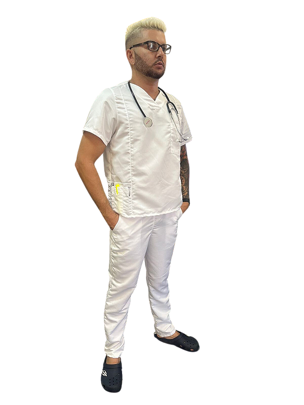Pijama Cirúrgico Scrub Hospitalar Masculino Gabardine