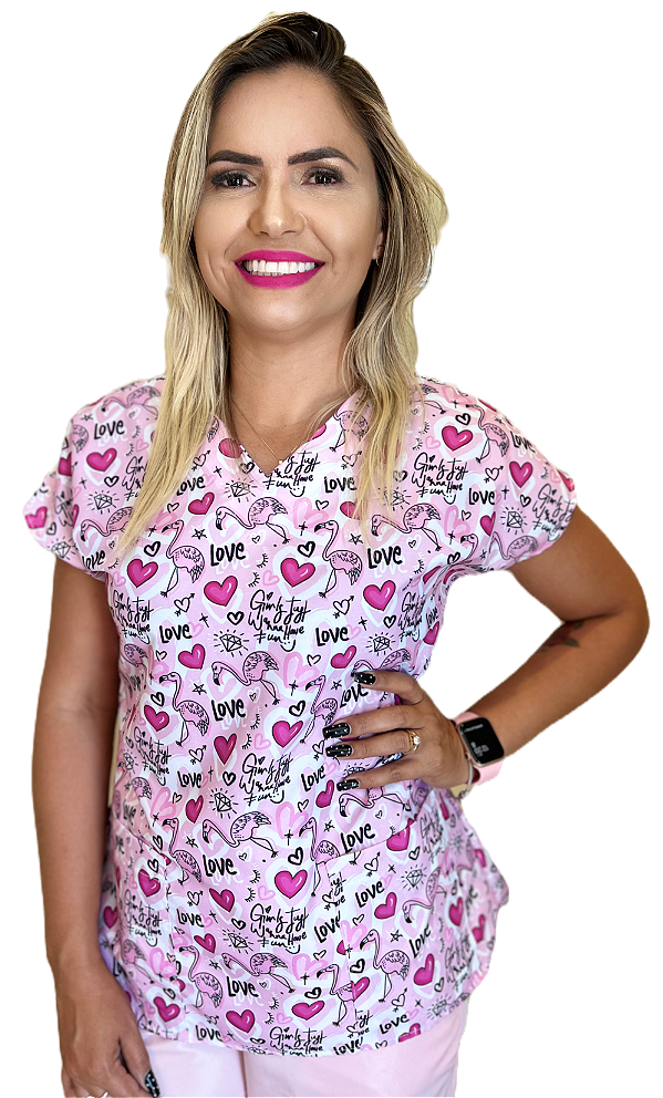 Blusa Scrub Pijama Cirúrgico Estampado Enfermagem Pediatria