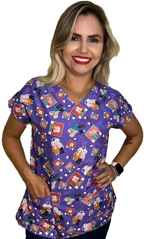 Blusa Pijama Cirúrgico Estampado- Scrub - Cuidadora De Idoso