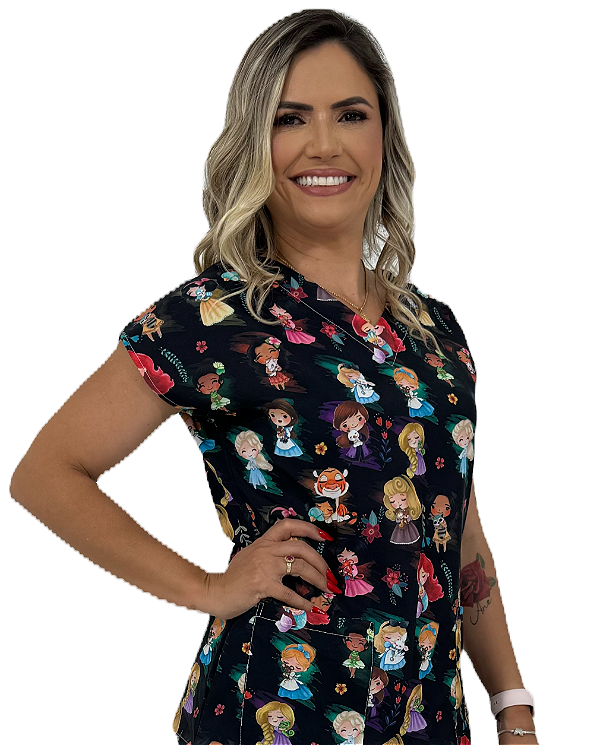 Blusa - Pijama Cirúrgico Estampado -scrub - Princesas Disney