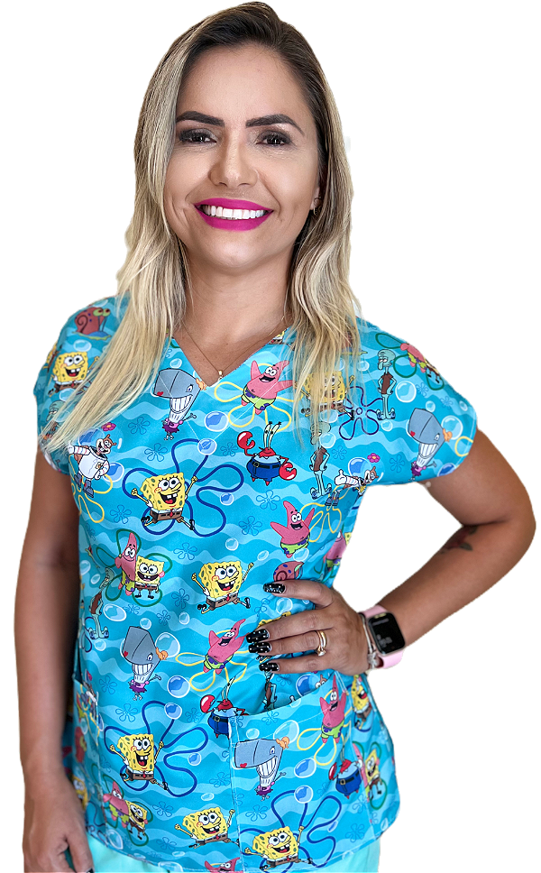Blusa Pijama Scrub Hospitalar Enfermagem Pediatria Infantil