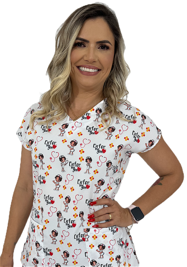 Blusa Pijama Cirúrgico Estampado -scrub Enfermagem- Medicina
