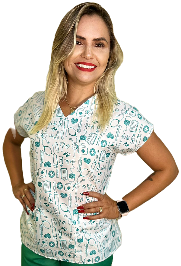 Blusa Scrub Pijama Cirúrgico Estampado Enfermagem Medicina