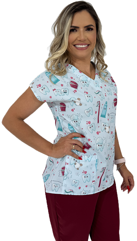 Scrub Pijama Cirurgico estampado odontologia