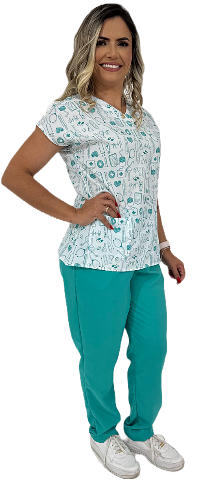 Scrub Pijama Cirúrgico Hospitalar Estampado Enfermagem