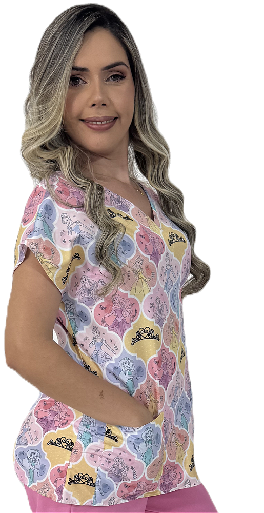 Blusa estampada Scrub Pijama cirúrgico hospitalar Pediatria
