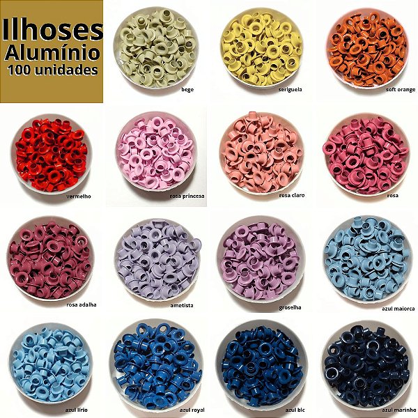 Ilhoses n.54 Alumínio - várias cores - 100 unidades