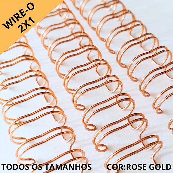 KIT C/03 UNIDADES - Wire-o/Garra Duplo Anel A4 passo 2X1 - ROSE GOLD