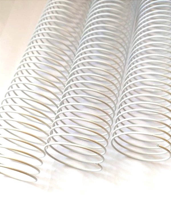KIT C/03 - Espiral de Aço p/ Encadernação Revestido em Nylon 1 1/2'' (350 fls) Passo 3x1 - BRANCO