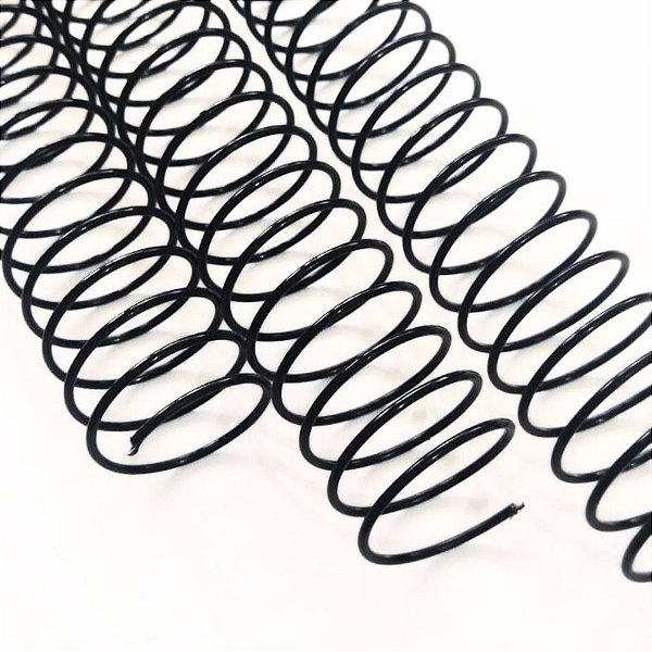 kIT C/ 03 - Espiral de Aço para Encadernação Revestido em Nylon 1/1'' (200 fls) Passo 3x1 - PRETO