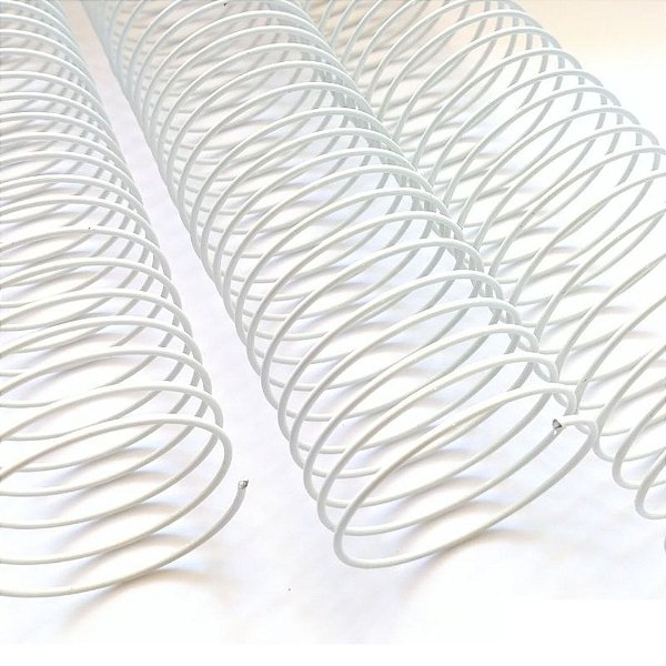 KIT C/03 - Espiral de Aço p/ Encadernação Revestido em Nylon 1 3/4'' (400 fls) Passo 4X1 - BRANCO