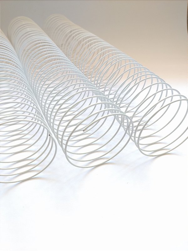 KIT C/03 - Espiral p/ Encadernação Aço Revestido em Nylon 2  1/4'' (500 folhas) Passo 3X1 - BRANCO