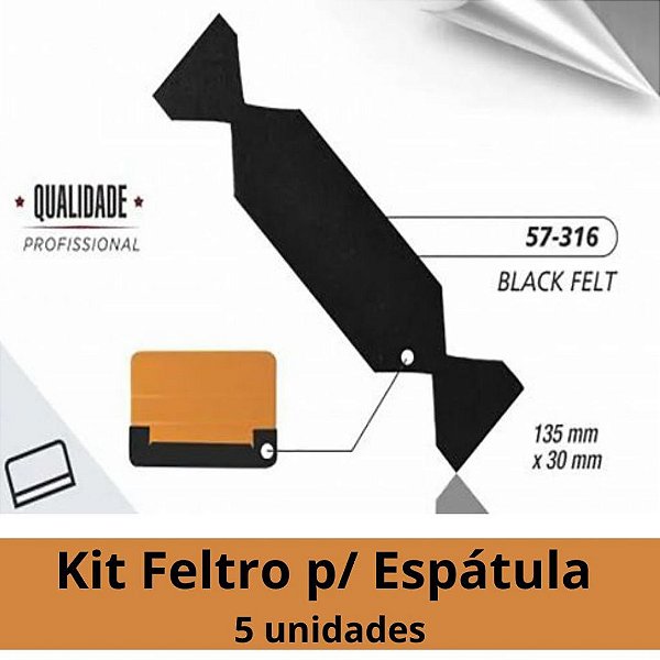 Kit de Feltro bala preto para espátula/ plotagem/cartonagem - 5 unidades Exfak