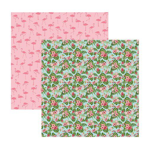 Papel Scrapbook Flamingos Estampas 30,5x30,5cm - 180g/m2