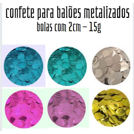 Confetes para Balões Metalizados 15g - Bolas 2cm ( várias cores)