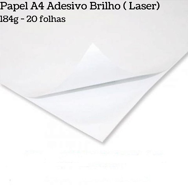Papel A4 Adesivo Brilho Laser /184g - 20 folhas