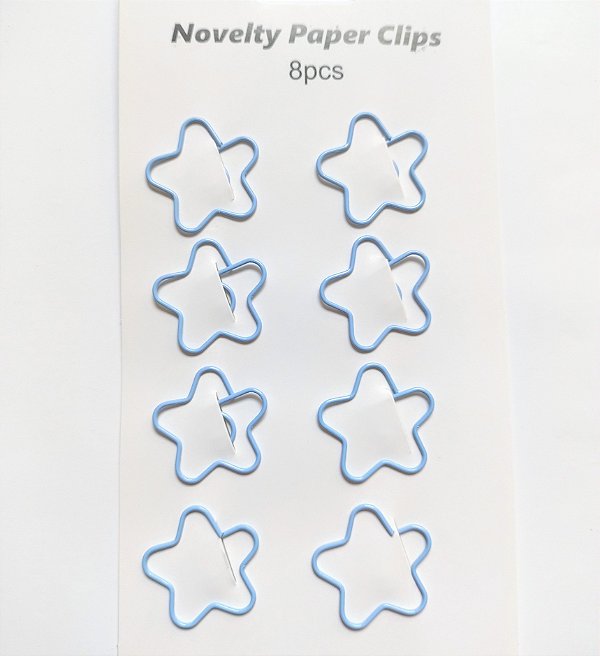 Kit de Clipes em Metal Decorativo c/ 8 unidades - Estrela Azul Bebê